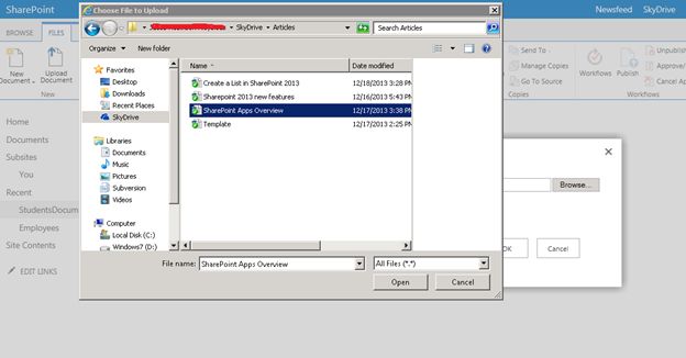 browse the document location